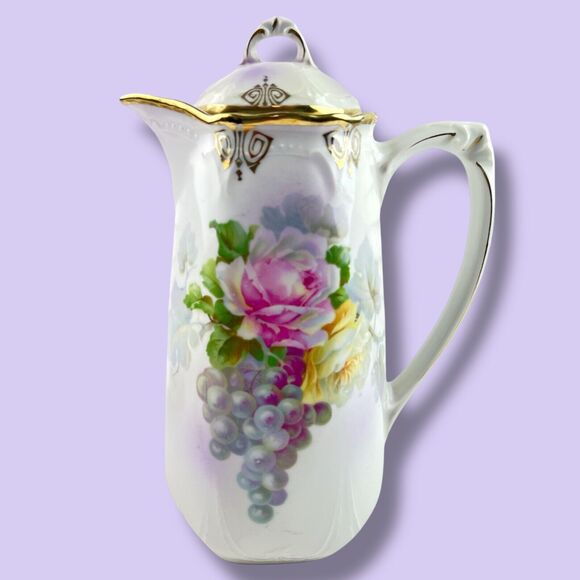 Antique Art Nouveau Demitasse Chocolate Pot/Espresso Set Three Crown Germany 7pc - Picture 2 of 15